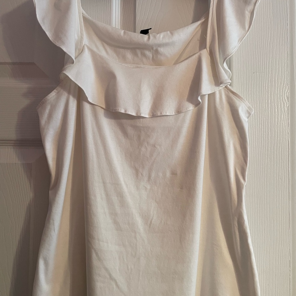Ann Taylor Cream Ruffle Blouse